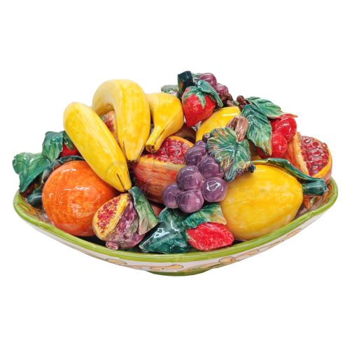 Cesto di frutta in ceramica. Ceramica vietrese dipinta a mano