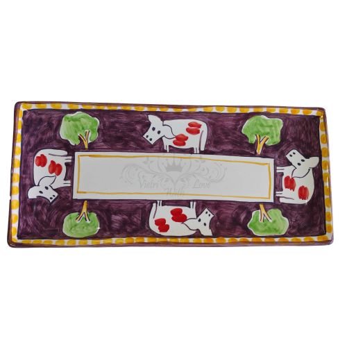 Piatto Rettangolare Sushi Linea Animaletti. Ceramica di vietri dipinta a mano.