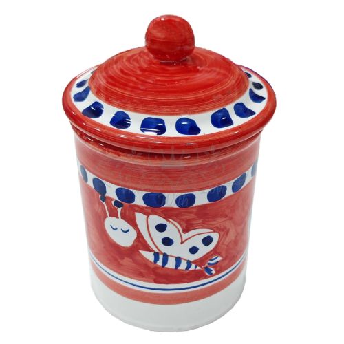 Tarro personalizable con cierre hermético línea Animaletti. Cerámica de Vietri pintada a mano.