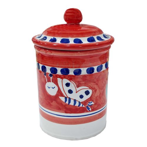 Tarro personalizable con cierre hermético línea Animaletti. Cerámica de Vietri pintada a mano.