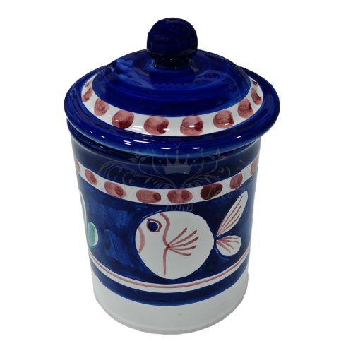 Tarro personalizable con cierre hermético línea Animaletti. Cerámica de Vietri pintada a mano.