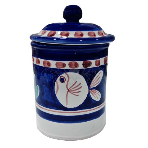 Tarro personalizable con cierre hermético línea Animaletti. Cerámica de Vietri pintada a mano.