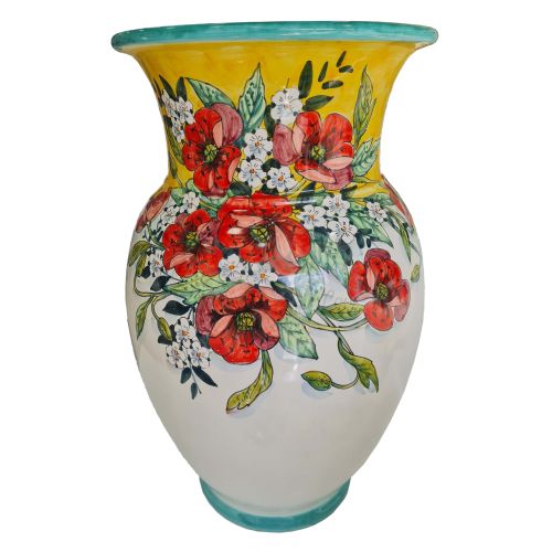 Paragüero en forma de amapola de cerámica de Vietri pintado a mano.