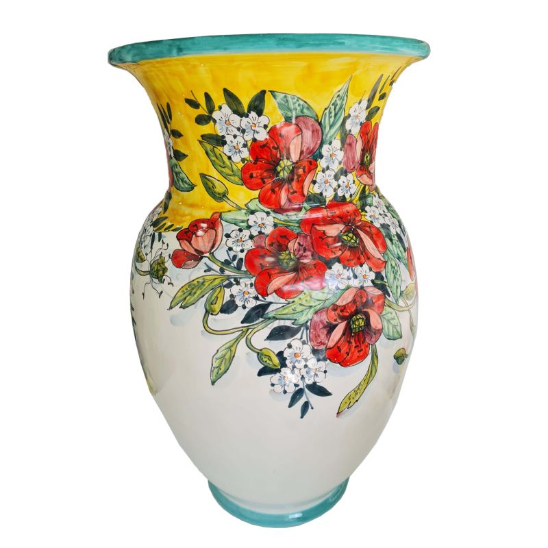 Hand-painted Vietri ceramic poppy umbrella stand.