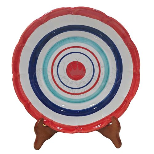 Dish, plate coloured lines handpainted Vietri ceramic - fondi, piani, frutta/dolce o sottopiatti