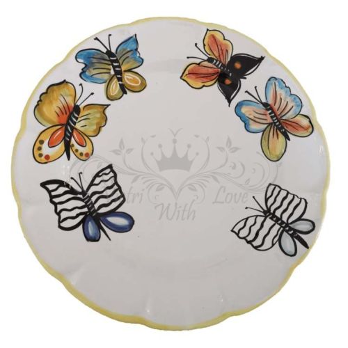 Teller. Schmetterlingslinie. Vietri-Keramik. Handbemalt. Tief, flach, Dessertteller oder Platzteller.