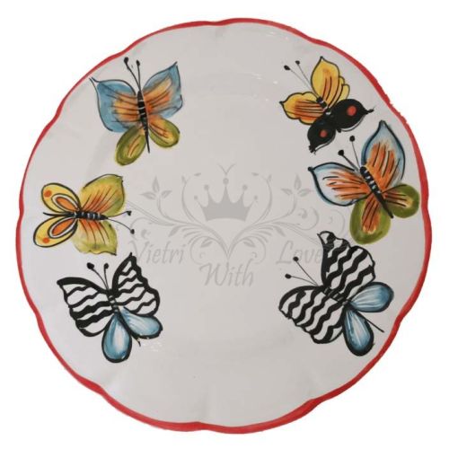 Assiette. Ligne Papillons. Céramique de Vietri. Peinte à la main. Creuse, plate, dessert ou sous-assiette.