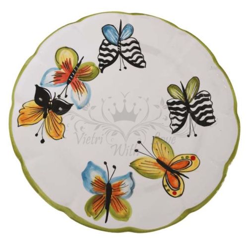 Plato. Línea Mariposas. Cerámica de Vietri. Pintado a mano. Disponible hondo, llano, postre o bajoplato.