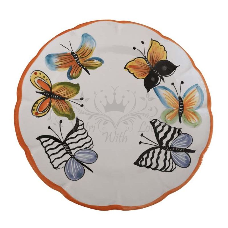 Plato. Línea Mariposas. Cerámica de Vietri....