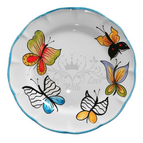 Piatto linea farfalle. Ceramica di Vietri Dipinto a mano.... 2