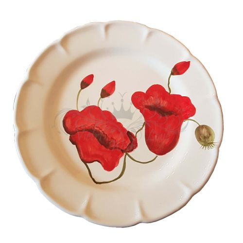 Piatto linea Papaveri. Ceramica di Vietri. Disponibile piano, fondo, frutta/dolce o sottopiatto