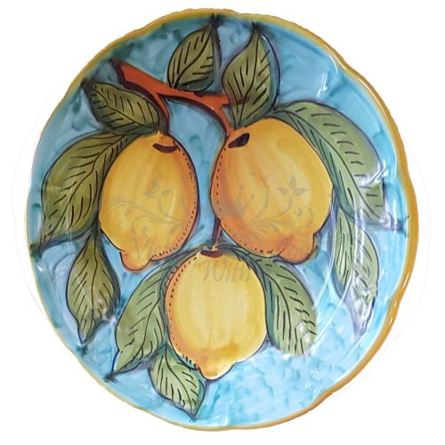 Assiette. Ligne Citrons. Décor Ravello. Céramique de Vietri. Peinte à la main. Plate, creuse, fruit/dessert ou sous-assiette.