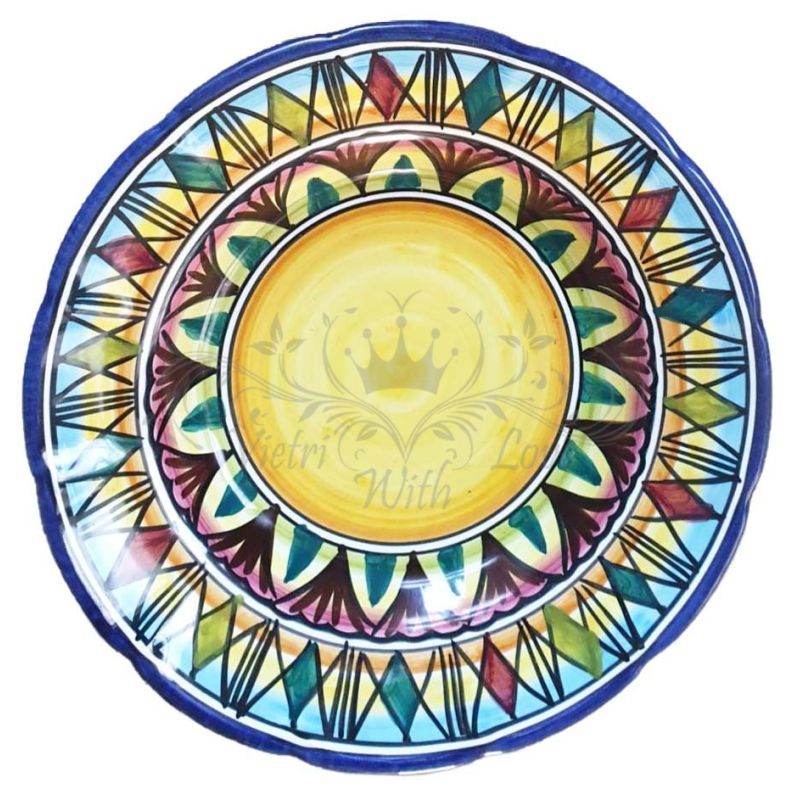 Plato línea geométrica. Cerámica de Vietri. Disponible hondo, llano, postre o bajoplato. Pintado a mano