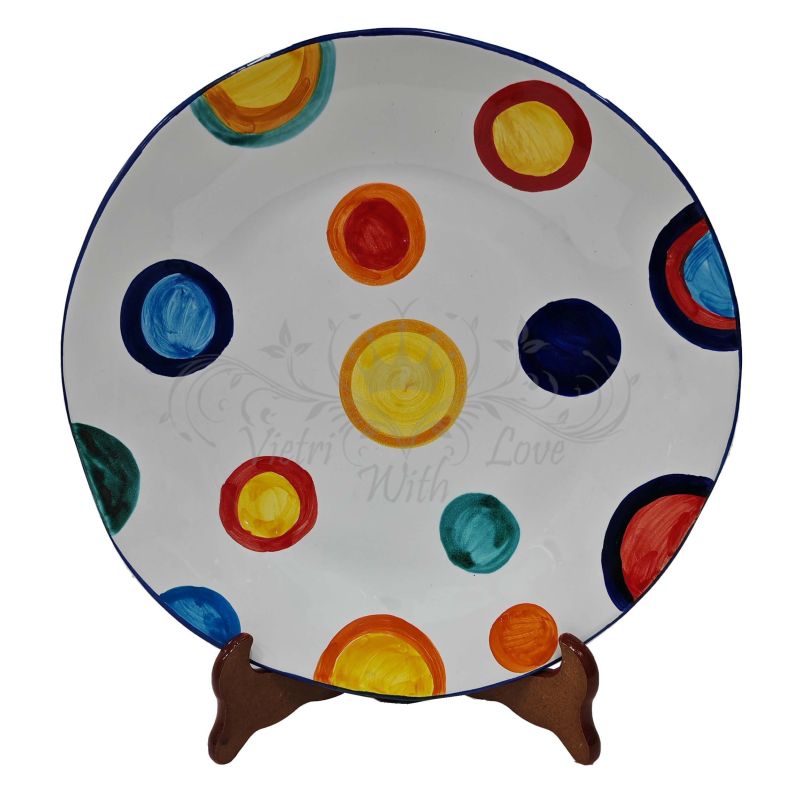 Irregular shape plate. hand-painted dots line....