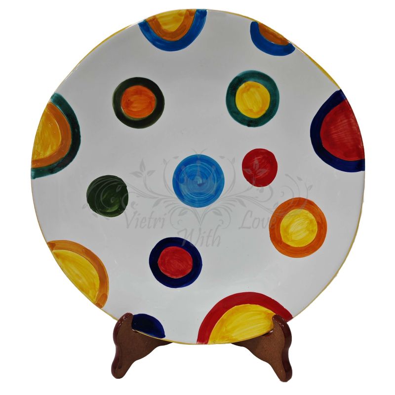 Irregular shape plate. hand-painted dots line....