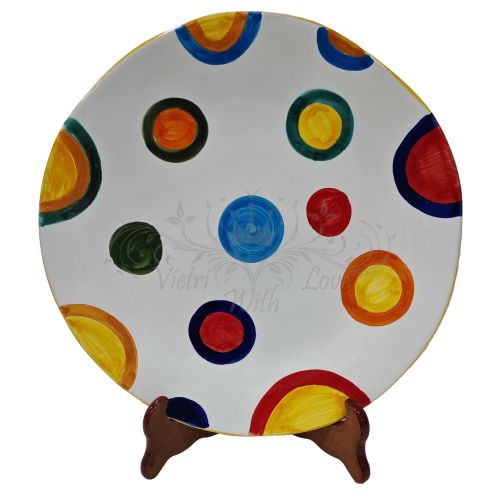 Plato irregular con puntos pintados a mano. Cerámica de Vietri. También fuentes y vajilla disponibles.