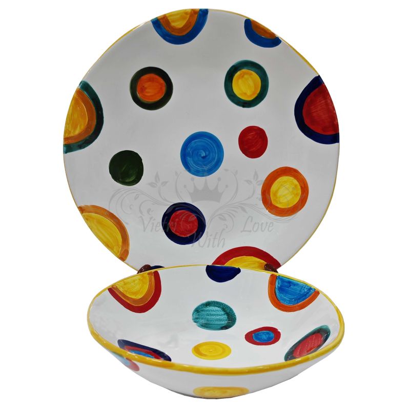 Irregular shape plate. hand-painted dots line....