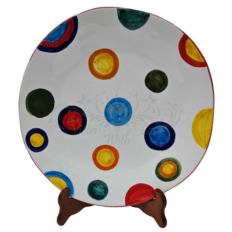 Irregular shape plate. hand-painted dots line....