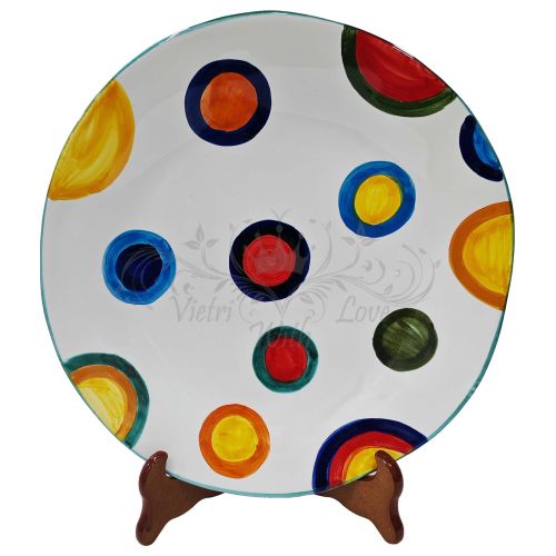 Plato irregular con puntos pintados a mano. Cerámica de Vietri. También fuentes y vajilla disponibles.