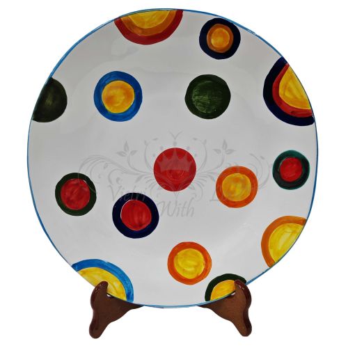 Piatto. Forma irregolare Linea Pois. Dipinto a mano. Cramica vietrese - disponibili anche piatti da portata e stoviglie