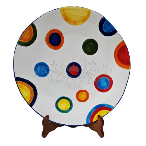 Plato irregular con puntos pintados a mano. Cerámica de Vietri. También fuentes y vajilla disponibles.