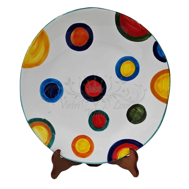 Irregular shape plate. hand-painted dots line....