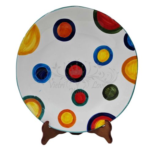 Assiette irrégulière à pois peints à la main. Céramique de Vietri. Plats et vaisselle aussi dispo.