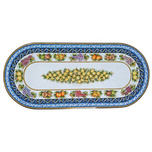 Table. Ceramicized lava stone table 220x100. Lemons, Fruit & Baroque. Hand-painted. Vietri ceramic.
