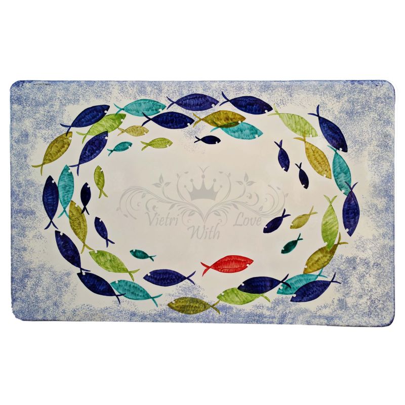 Table en pierre de lave émaillée. Poissons...