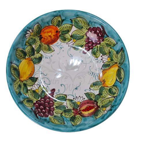 Glatte Schale, tiefer und flacher Teller – Fruttina-Linie, handbemalte Vietri-Keramik.