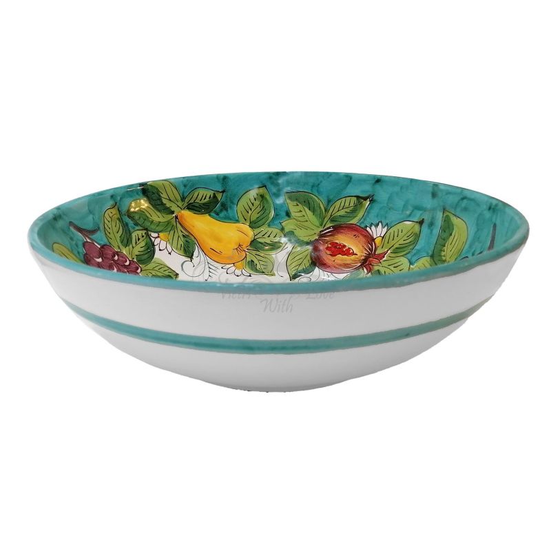 Coupe lisse, assiette creuse et plate – ligne Fruttina, céramique de Vietri peinte à la main.