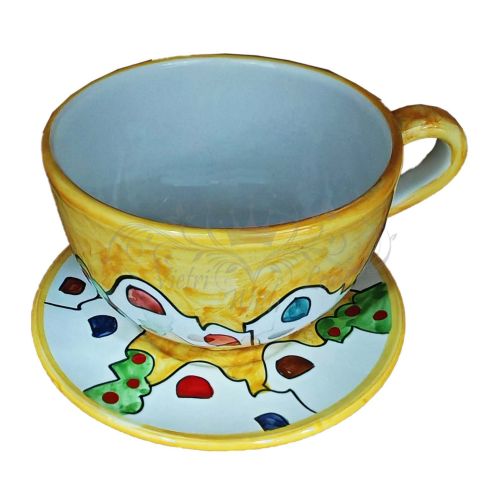 Cup. Perfect for milk, cappuccino, or tea. Little Houses line. Vietri ceramic. Hand-painted.