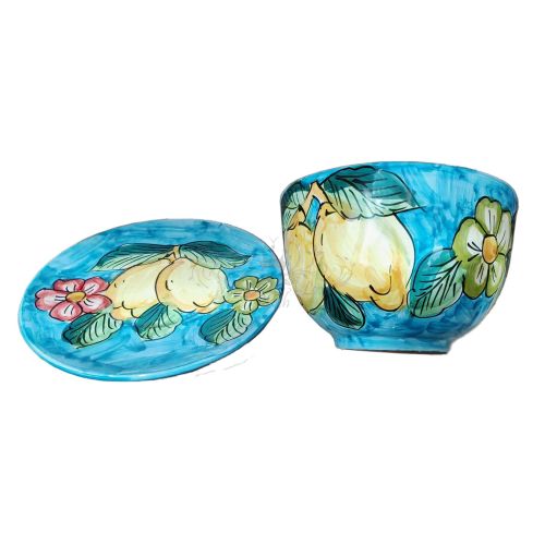 Cup. Perfect for milk, cappuccino, or tea. Flowers line. Vietri ceramic. Hand-painted.