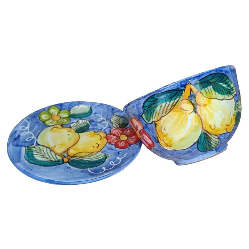 Cup. Perfect for milk, cappuccino, or tea. Flowers line. Vietri ceramic. Hand-painted.