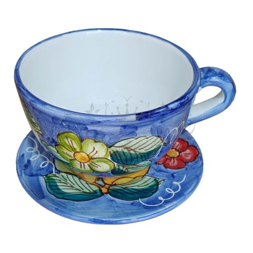 Tasse. Ideal für Milch, Cappuccino oder Tee. Blumen Linie. Vietri Keramik. Handbemalt.