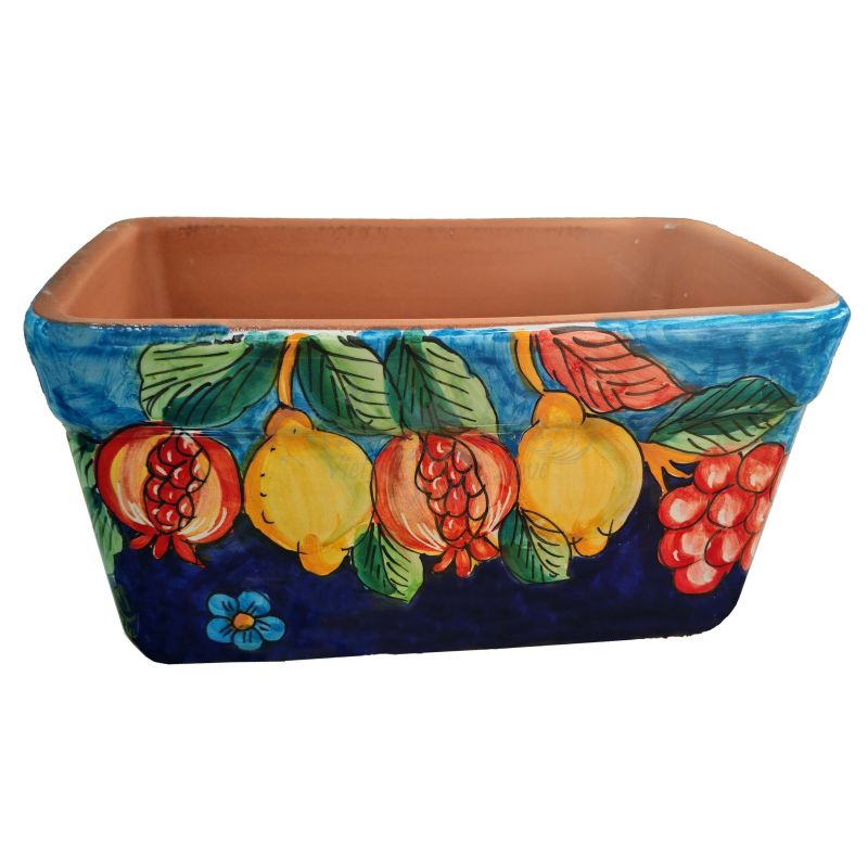 Rectangular Planter. Copper Green and Blue Base...