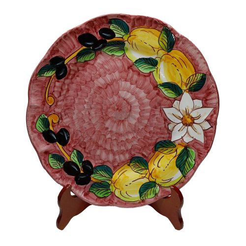 Piatto. Linea Top. Limoni e Olive. Ceramica vietrese. Disponibile piano, fondo, frutta/dolce o sottopiatto