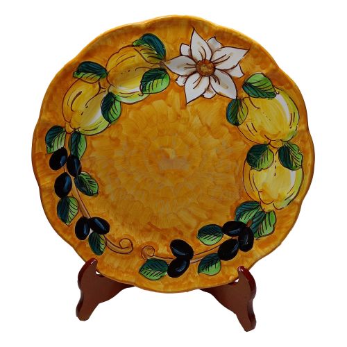 Piatto. Linea Top. Limoni e Olive. Ceramica vietrese. Disponibile piano, fondo, frutta/dolce o sottopiatto
