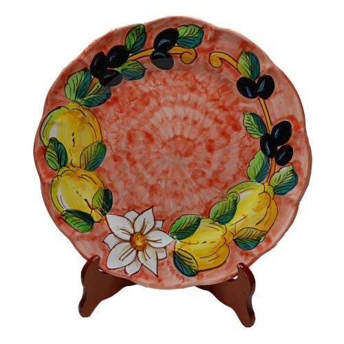 Piatto. Linea Top. Limoni e Olive. Ceramica vietrese. Disponibile piano, fondo, frutta/dolce o sottopiatto