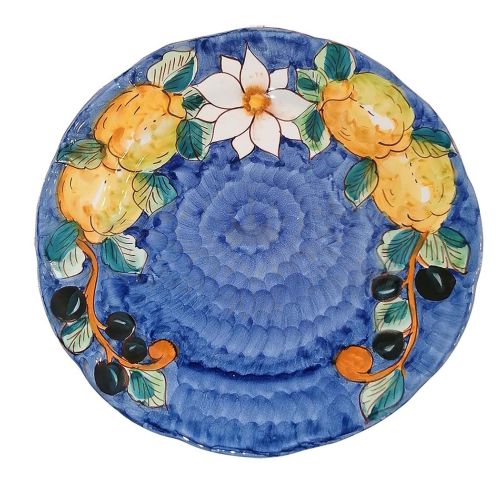 Piatto. Linea Top. Limoni e Olive. Ceramica vietrese. Disponibile piano, fondo, frutta/dolce o sottopiatto