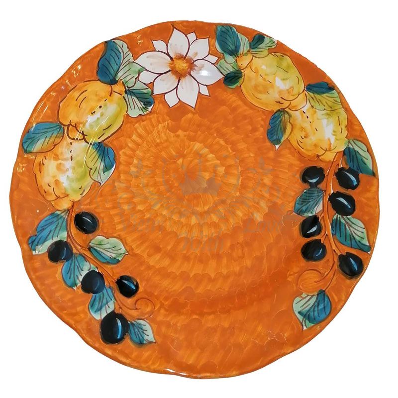 Piatto. Linea Top. Limoni e Olive. Ceramica...