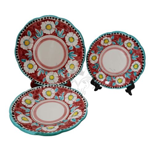 Plate. Flowers Line. Positano Model. Vietri ceramic. Available: soup, dinner, fruit/dessert or charger plates.