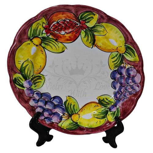 Plate. Dish. Fruit & Lemons Line. Vietri ceramic. Hand-painted