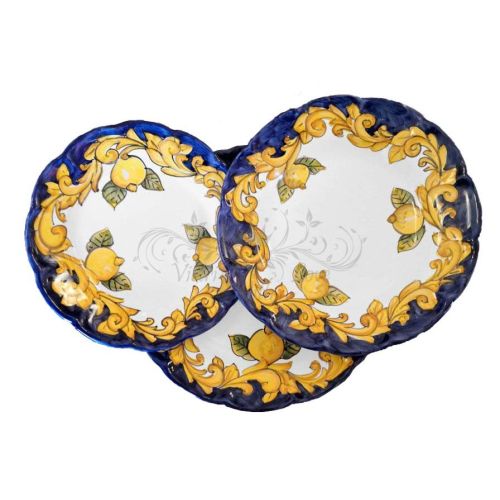 Assiette. Ligne Baroque et Citrons. Céramique de Vietri peinte à la main.