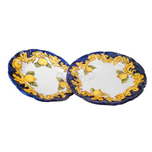 Plate. Dish. Baroque & Lemons Line. Hand-painted Vietri ceramic.