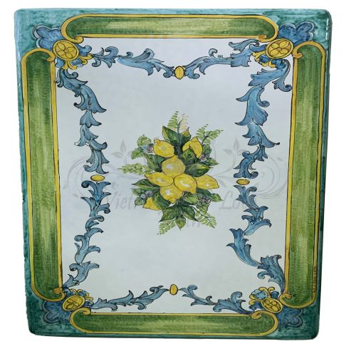 Mesa de piedra volcánica ceramizada. Erchie pintada a... 2