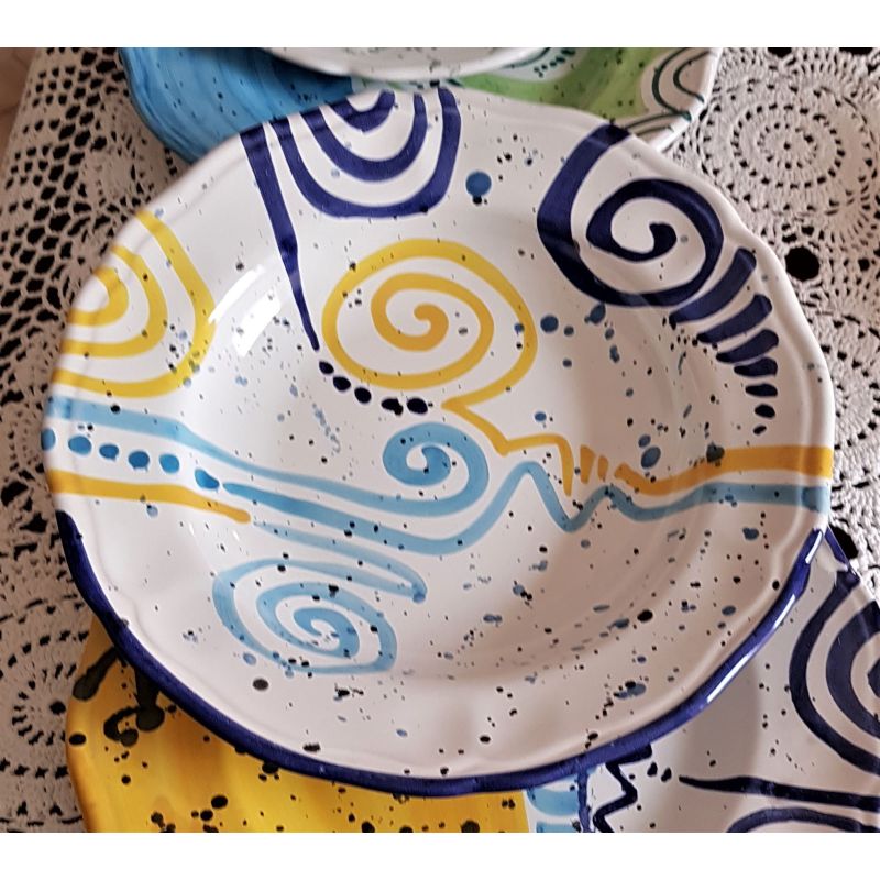 Piatto linea Moderna. Ceramica di Vietri dipinta a mano. Disponibile piano, fondo, frutta/dolce e sottopiatto