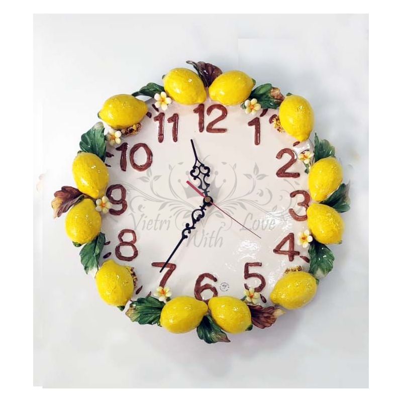 Orologio da parete. Limoni a Rilievo. Ceramica...