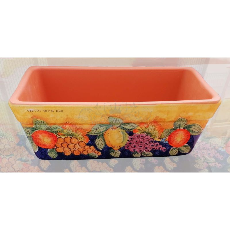 Rectangular Planter. Yellow Base with Fruit and...