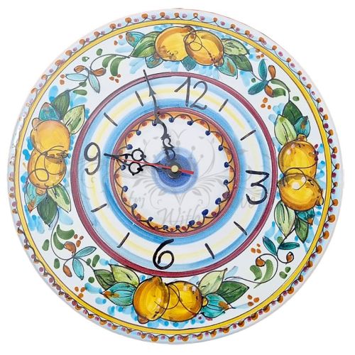 Reloj de pared. Línea Limones. Cerámica de Vietri. Pintado a mano.